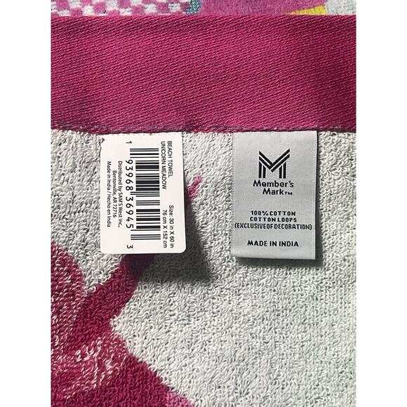 Members Mark Kids Beach Towel Unicorn Meadow 30”x60” - Picture 3 of 5